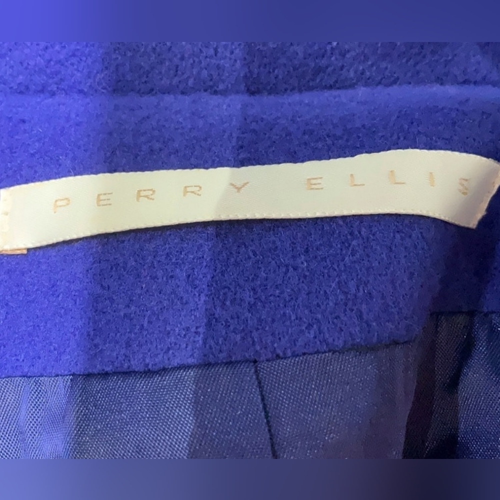 Perry Ellis Royal Blue Wool Coat - Picture 5 of 5